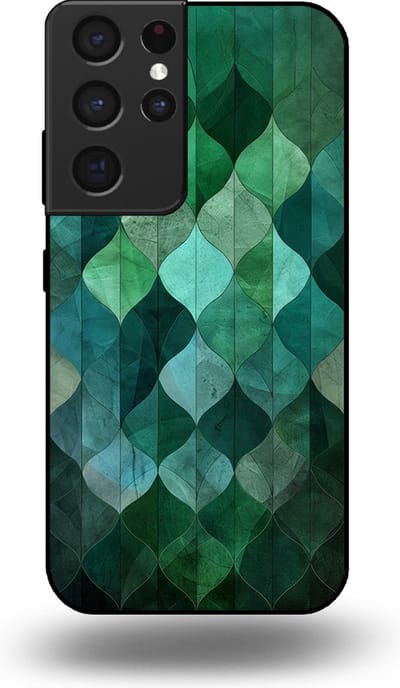 Smartphonica Telefoonhoesje geschikt voor Samsung Galaxy S21 Ultra met groene bladeren opdruk - TPU backcover case green leaf design - Groen geschikt voor Samsung Galaxy S21 Ultra