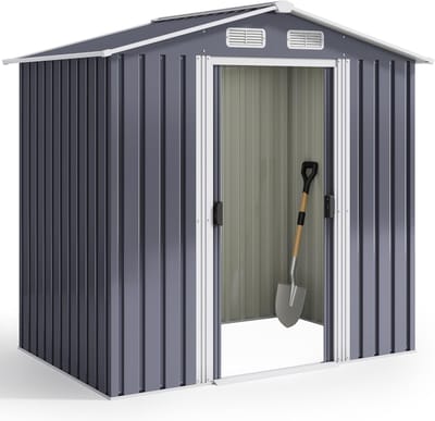 Gereedschapsschuur Metaal - Opbergbox Tuin - Buiten Spullen Opslaan - Weerbestendig Dak - 184 x 119 x 186 cm - Grijs