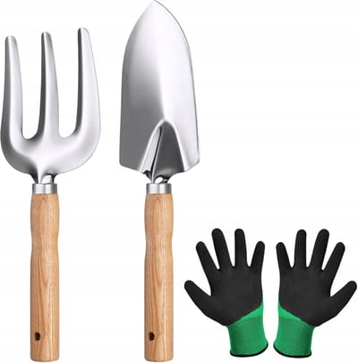 Merkloos 3-delig Tuin gereedschapset: Schep, Hark & Handschoenen