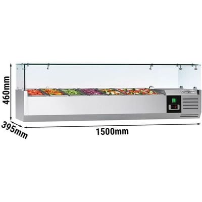 GGM Gastro Kühlaufsatzvitrine PREMIUM - 1500x395mm - 6x GN 1/3 Zilver