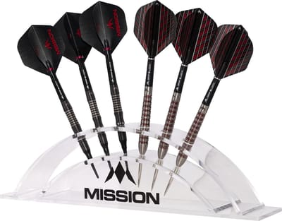 DARTS DISPLAY - TRANSPARANT ACRYLIC - 6 PIJLEN - MISSION