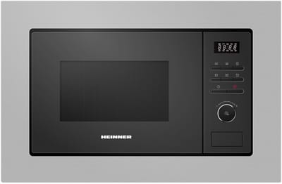 Heinner Inbouw Magnetron 20L – 800W – 1000W Grill – 5 Vermogensstanden – LED Display – Timer – Zilver/Zwart