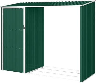 Houtschuur Opslag - Tuinberging Schuur - Spullen Opbergen - Onderhoudsarm Staal - 245 x 98 cm - Groen