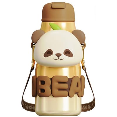 Tasse Thermos Ourson Fraise Tasse à Eau pour Enfants Filles Élégante Grande Bouchon Spécial École Tasse Ventre Durable Durable 640ml