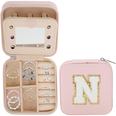 Dailygoods- Sieradendoos met spiegel - Sieradenorganizer - Reis-sieradendoos - Duurzaam parelfleece - Waterdicht - Exclusief cadeau - Sieradenbox
