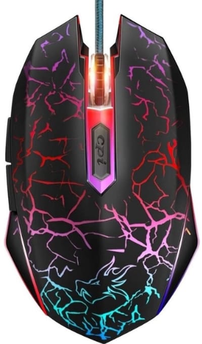 StayPowered Gaming Muis - Ultieme Precisie en Comfort voor Pro Gamers - 2400 DPI - Ergonomisch Design - Automatische USB Installatie - 7-Kleuren LED - 1,52m Kabel - 4 Hotkeys - Zwart - Levering Sneller dan Aangegeven!