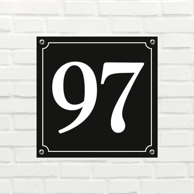 Huisnummerbord Mat zwart Deluxe - Nummer 97 - incl. bevestiging