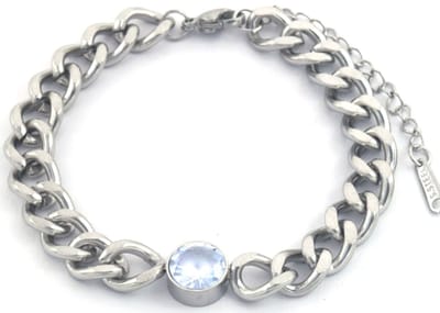 Armband Dames - Zirkonia - RVS - Lengte 17-21 cm - Goudkleurig en Wit