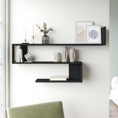Wandplank Kitee 120x14,5x71,5cm zwart