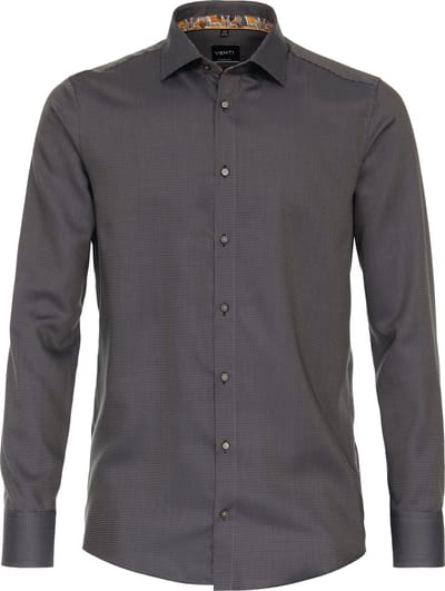 VENTI modern fit overhemd - dobby - bruin - Strijkvrij - Boordmaat: 39 (EU maat: M)