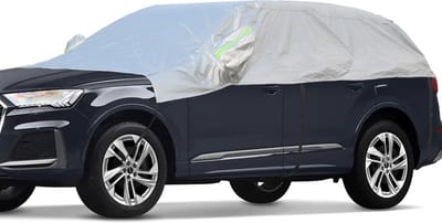 Halve garage auto winter afdekzeil waterdicht outdoor auto autoafdekking halve autohoes verdikte stof met katoen gevoerd autoruitafdekking voor- en achterruit afdekking