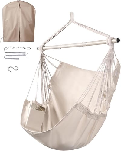 Luxe Hangstoel Set met Regenhoes - Comfortabele Schommel voor Binnen en Buiten tot 225 kg