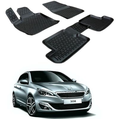 Premium Rubberen Vloermat - SCOUTT - Peugeot 308 2014-2021 - 3D Design - Duurzaam - Flexibel zwart