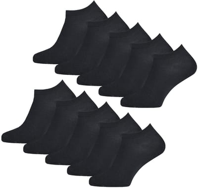 Unisex sneakersokken | Katoen | Merk: Gianvaglia | Kleur: Zwart | Maat: 35-40/ 41-46 | 10 Paar