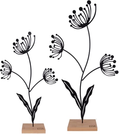 UNUS® Staander decoratieve bloemsilhouet set van 2 metalen zwart - staand - cadeau - kast decoratie - tafel decoratie