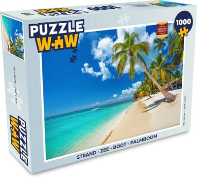 Puzzel Strand - Zee - Boot - Palmboom - Legpuzzel - Puzzel 1000 stukjes volwassenen