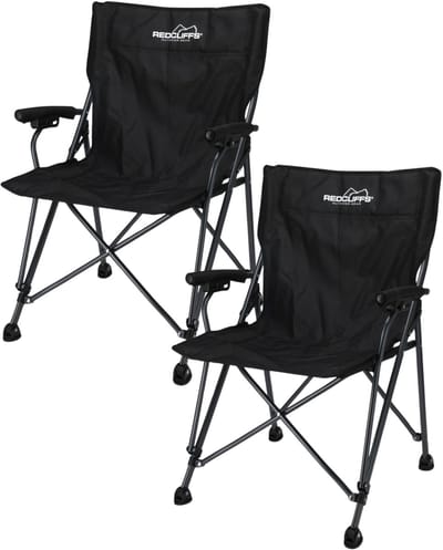Redcliffs Campingstoel - 2x - vouwbaar - zwart - 61 x 60 x 88 cm - vissersstoel