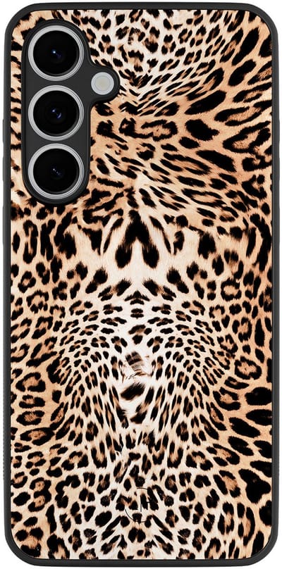 Leuke Telefoonhoesjes - Hoesje geschikt voor Samsung Galaxy S24 FE - Luipaardprint - Backcover zwart - Luipaardprint - Bruin