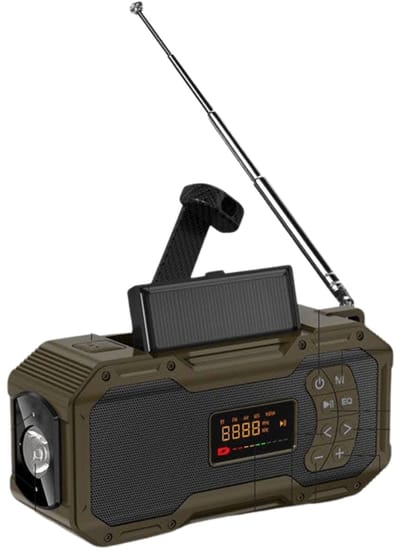 Denk Vooruit - Camp & Survive PRO Radio – Multifunctionele Noodradio met Solar, Hand-Crank, Powerbank, LED Lamp & AM/FM/WB | Outdoor Emergency Radio