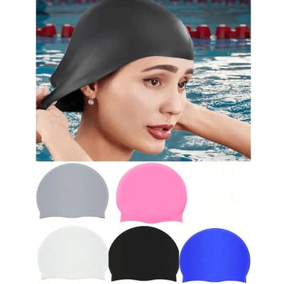 1 Pak Siliconen Zwemkap Waterdicht Antislip Comfortabele Zwemkap Hoge Elastische Zwemkap Unisex Zwemuitrusting Black