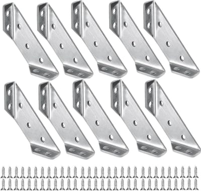 Hoekverbindingen Roestvrij Staal - Meubelverbinders - Meubels Versterken - Driehoekige Houder - 10 Stuks - Zilverkleurig