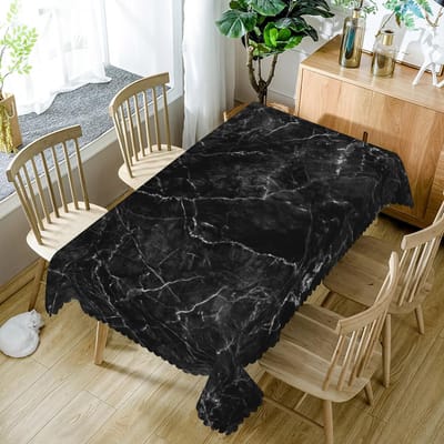 Moderne Rechthoekige Tafelkleed met Zwart Grijze Marmertextuur voor Tafeldecoratie Herbruikbaar Keuken Eettafelkleed Feestdecoratie 100x160cm