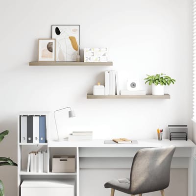 vidaXL - Wandschappen - zwevend - 2 - st - 90x23,5x3,8 - cm - MDF - eikenkleurig