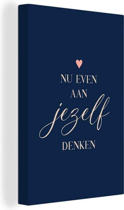 Canvas Schilderij Get well soon - Spreuken - Hart - Denken - 20x30 cm - Wanddecoratie