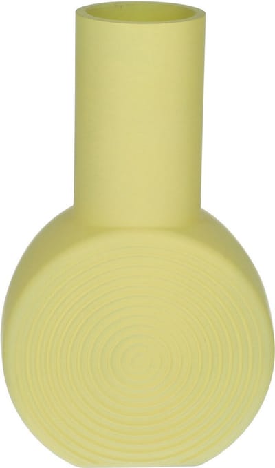 Bellatio Design Bloemenvaas - geel - matglas - 6 x 23 cm - vaas