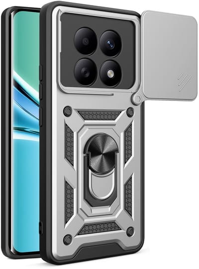 MobyDefend Hoesje - Geschikt voor Xiaomi Redmi Note 15 5G - Pantsercase Met Draaibare Ring - Zilvergrijs