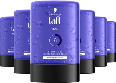 Taft Titane Styling Gel – Haargel – Haarstyling - Sterke Hold - Vochtbestendig – Alcoholvrij & Hydraterend - Voordeelverpakking - 6 x 300 ml