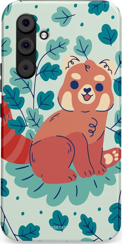 Casetastic Hoesje Geschikt voor Samsung A54 (5G) - Stijlvolle Beschermende Duo-layer Case - Rode panda tuin