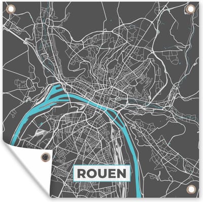Tuin poster Frankrijk - Plattegrond - Rouen - Kaart - Stadskaart - 200x200 cm - Tuindoek
