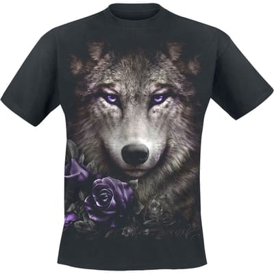 Spiral - Gothic T-shirt - Wolf Roses - S tot XXL - voor Mannen - zwart