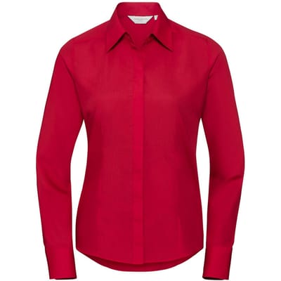 Russell Collection Dames/Dames Polycotton Slim Shirt met Lange Mouwen (Klassiek rood)