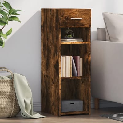 vidaXL - Dressoir - 30x42,5x93 - cm - bewerkt - hout - gerookt - eikenkleurig
