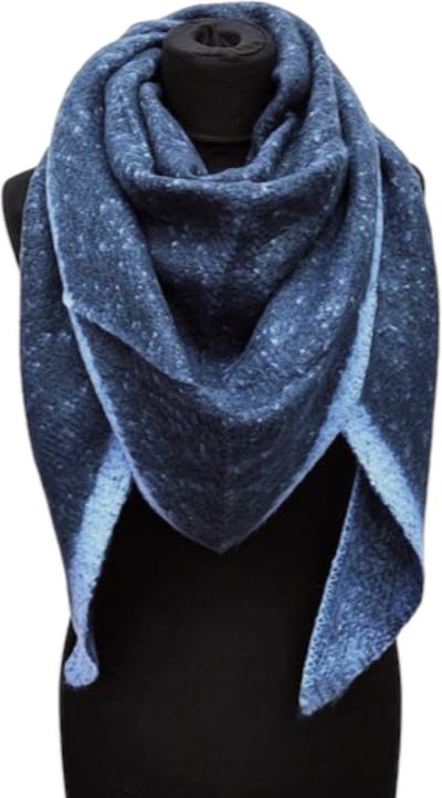 Warme Driehoekige Sjaal - 2-Zijdig - Blauw - 180 x 135 cm (AC232#)