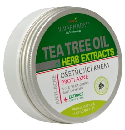 Gezichts- en lichaamscrème met Tea tree-olie en kruidenextracten, helpen op natuurlijke wijze acne-symptomen te verminderen