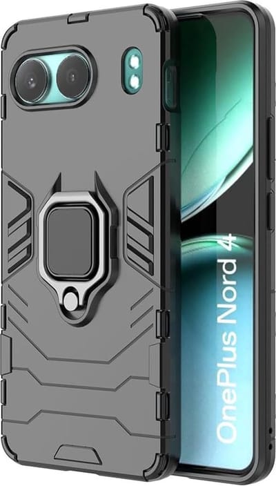 Exobox Geschikt voor OnePlus Nord 4 - Back Cover Hoesje - Hybride militaire - Zwart