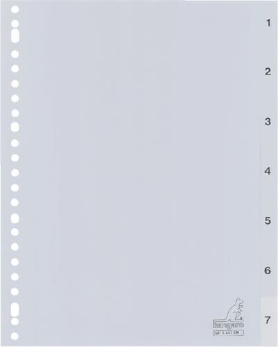 Kangaro tabbladen - A4 - PP 120 micron - grijs - 23-gaats - 7-delig cijfers