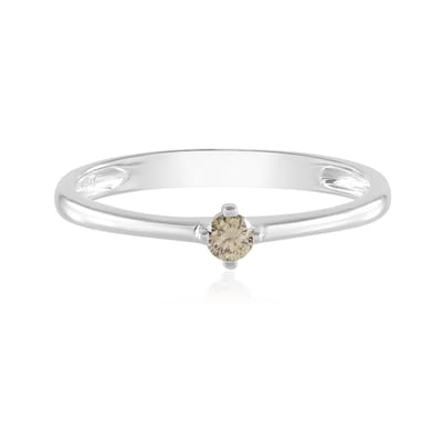 Cavill - Zilveren ring met I3 Champagne Diamant 0,068 ct - 925 Sterling Zilver Gerhodineerd - Ronde Briljant uit Afrika - Minimalistisch en Elegant