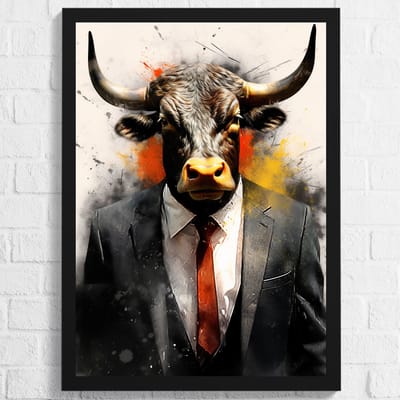 Stier Met Pak Poster - Realistic Graffiti Art Poster Stier - Posters Geschikt om in te lijsten - 43,2 x 61 cm (A2+)