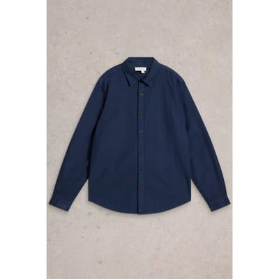 White Stuff Ls Dobby Shirt Dark Navy Maat: L | Casual Overhemden Outlet | Heren | Blauw