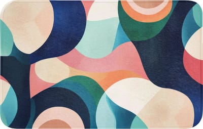 Badmat 80x50 cm - Antislip - Abstract - Blauw - Roze - Badmatten voor badkamer - Badkamermat - Douchemat - Badkamer mat