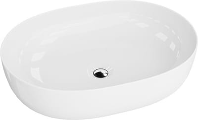 LAVITA® Opzetwastafel BLAS Ovaal Keramische Wastafel voor Badkamer en Gastentoilet - 595x430x135 mm - Wit Hoogglans - Wasbak met dunne rand - Keramik Waskom opbouw zonder kraangat en zonder overloop