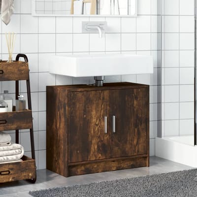 vidaXL - Wastafelkast - 63x29x55 - cm - bewerkt - hout - gerookt - eikenkleurig