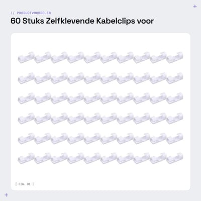Dailygoods- Kabelclips 60 Stuks - Sterke Zelfklevende Kabelhouders - Duurzaam Kunststof - Kabelbeheer - Ruimtebesparend - Geschikt voor 7mm Draden - Kabelhouder