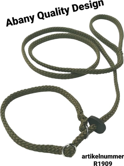 Abany quality design 5 mtr jachtgroen - jachtlijn - dubbele stop - retrieverlijn - wandelhoofdstel - lijn leiband met halsband - sliplijn met stop – half slip - puppylijn - vanglijn - mantrailing - 1R1909