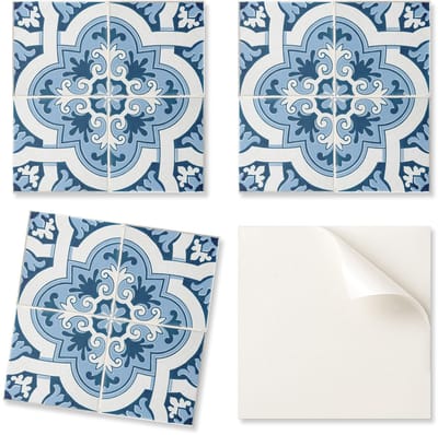 Vinyl decoratie met print voor installatie zonder gereedschap. Tegelpatroon met ornamenten, 20x20x20 cm.