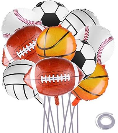 10 stuks folieballonnen Sportthema - Voetbal, Honkbal, Rugby, Basketbal - Feestdecoratie voor Jongens en Verjaardagen